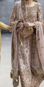 DELICATE INDIAN/PAKISTANI LONG <b>TOP</b> LEHENGA DRESS Embellished DABKA, STONE GLASS BEADS Work for Wedding 2022 - Product Image 2