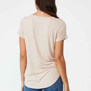 Camiseta OEM elegante con cuello en V para amantes de los jeans, estilo nuevo y popular, 100% algodón, camiseta para mujer - Product Image 5