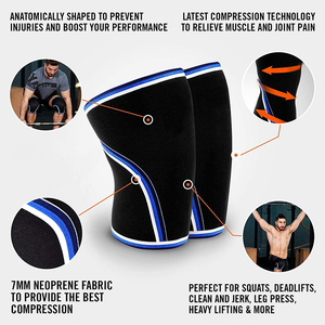 High Quality XL <b>Knee</b> Sleeve <b>Support</b> and <b>Compression</b> 5mm or 7mm Neoprene for Powerlifting Custom Logo for Weightlifters - Product Image 2