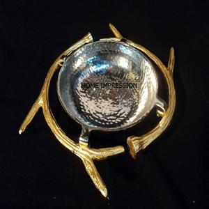 <b>Large</b> Leaf <b>Bowl</b> Hammered for Decoration Gold & Silver Leaf Design <b>Bowl</b> Home & Hotel Decorative <b>Bowls</b> Table Centerpiece <b>Bowls</b> - Product Image 5