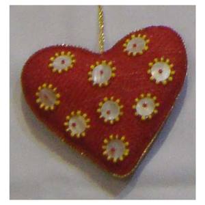 High Quality Fabric Heart Shape Christmas Hanging Antique Ornament - Product Image 1