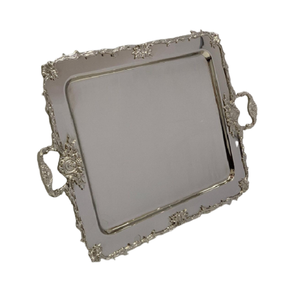 Plateau de service de nourriture de couleur argentée d'acier inoxydable avec le plateau rectangulaire fait main de dessert de forme en acrylique en vrac - Product Image 4