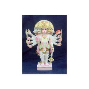 Estatua de Panchmukhi Hanuman, mármol blanco - Product Image 1