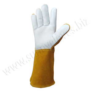 ผู้จัดจำหน่ายถุงมือเชื่อมแบบขายส่ง ราคาถูก หนังแพะ หนังวัว ทนความร้อน ป้องกันมือสำหรับงานหนัก - Product Image 3