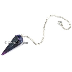 Multi Fluorite 6 Faceted Pendulum - Product Image 1