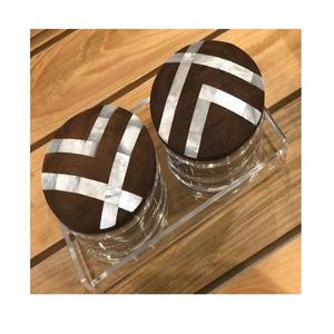 Premium Quality Glass <b>Sweets</b> <b>Jar</b> With Tray And Wood Mother of Pearl Lid Round Shape Dates <b>Sweets</b> Box At Best Price - Product Image 3