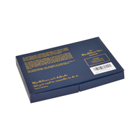 Boîte cadeau recyclable haut de gamme bleu marine en carton rigide avec estampage à chaud doré, double ouverture et plateau intérieur de luxe