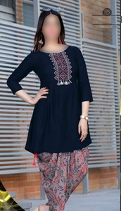Stylish Embroidered Black Kurti Pent Pakistani Salwar Kameez Suit - Product Image 3
