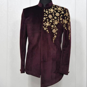 INDO-WESTERN Velvet Sherwani with <b>Pant</b> Dress Elegant ZARDOZI Embroidery Plus Size for Parties/Weddings in 2022 - Product Image 1