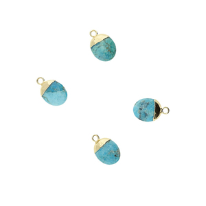 Colgante fino de piedras preciosas turquesa, 8x10mm, forma ovalada, oro galvanizado, Diseño Artesanal, plata, latón, oro rosa - Product Image 2