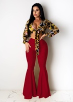 Offre Spéciale Pantalon grande Taille 6 couleurs Mince Feuille De Lotus Palazzo Taille Haute Clubbing Pantalon à Jambes Larges Femmes