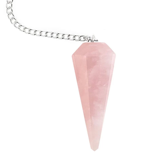 Péndulo de cristal Natural de cuarzo rosa para Sanación Reiki, Péndulo de espiga con cono facetado, venta al por mayor, Péndulo de piedras preciosas - Product Image 4