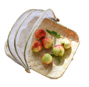 Plateau pneumatique rond et plat en bambou avec filet, ustensile de cuisine - Product Image 6