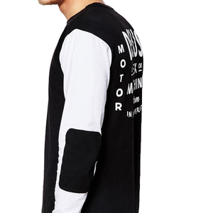 T-shirt manches longues col ras du cou pour hommes,, Ultra mode, coupe irrégulière, contrastée, dos imprimé avec tissu en jersey doux au toucher - Product Image 6