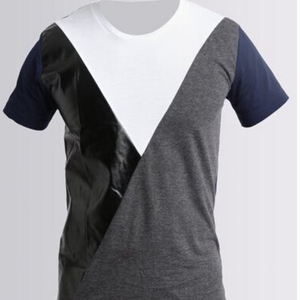 T-shirt pour homme en jersey respirant anti-boulochage, à manches courtes, coupe slim, décontracté, grande taille, nouvelle conception, couleur contrastée - Product Image 2