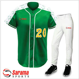 Jersey de béisbol de colores verdes y pantalón blanco con logotipo bordado y logotipo personalizado y logotipo bordado, - Product Image 1