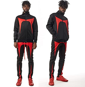 Costume de survêtement imprimé pour hommes, ensemble deux pièces coupe-vent, fermeture éclair sur le devant, col haut, qualité supérieure - Product Image 1