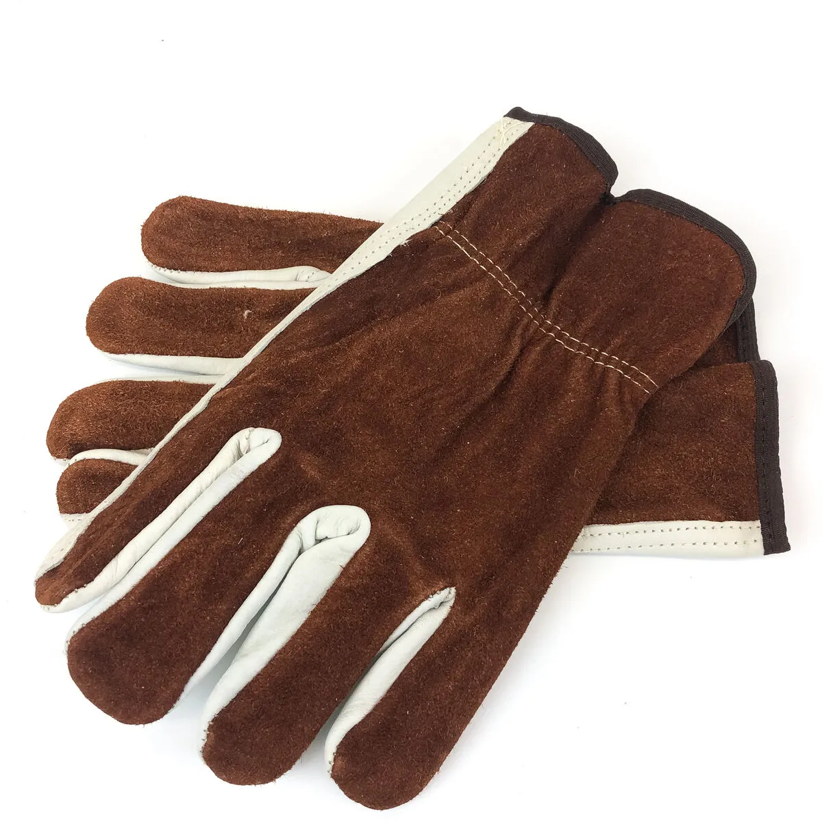 Driver Cowhide Split-Grain 2 Toned Leather Work Gloves High quality split leather working gloves with custom colors and designs