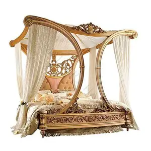 Luxe Koninklijke Luifel Slaapkamer Gemaakt Van Mahonie Hout Bed Room Furniture Europese Meubels Thuis Massief Houten Zacht Bed 1 Set teak