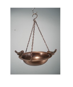 Baño de pájaros de cobre puro, con dos pájaros de cobre y un jardín multifacético con temática de árboles - Product Image 1