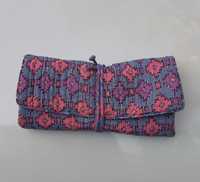 Pochette à bijoux matelassée en coton imprimé main en gros avec fermeture à glissière et sacs à bijoux repliables pour femmes accessoires