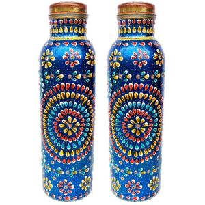 Diseño de pegatina con estampado floral Botella de agua de cobre Vasos Cobre puro Disponible al mejor precio para la venta - Product Image 1