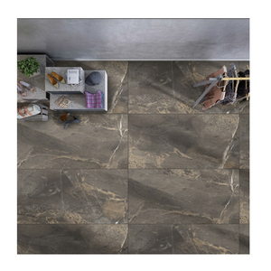 Carreau de porcelaine vitrifié moderne gris clair brillant fini mat rustique émaillé pour les accents de mur et de sol inspirés par l'Europe - Product Image 1