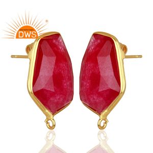 Dernières tendances 2026 : Boucles d'oreilles clous en quartz aventurine rouge naturel plaqué or pour fabricant de bijoux sur mesure - Product Image 2