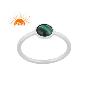 Nouvelle bague empilable en argent sterling fin et malachite naturelle, bijoux tendance, fabricant - Product Image 1