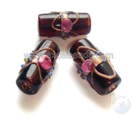 Cuentas de vidrio rojas estampadas al por mayor 12x22mm en tubo para tartas de boda, joyería DIY, fabricación de lámparas de cristal, cortinas, Excel Exports