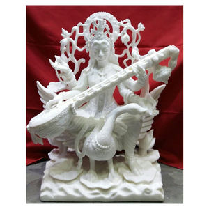 Statue de la déesse du marbre Saraswati, Statue de 108mm, de haute qualité, avec Veena - Product Image 1