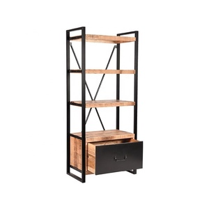 Solid Wood Industrial Bookshelf for Home Living Room Furniture with Storage Wooden Industrial <b>Bookcase</b> - Product Image 3