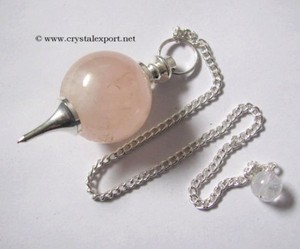 Obtenir des pendules de boule de quartz rose en ligne: Pendules de boule de quartz rose à vendre Pendule de cristal de chakra de guérison - Product Image 1
