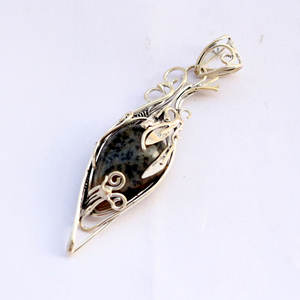 Diseño moderno, Ágata Natural, alambre de plata, envuelto a mano, colgante de plata de ley 925, joyería de fábrica al por mayor, joyería personalizada - Product Image 1