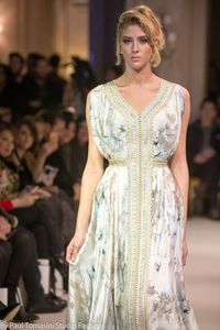ELEGANT---PRINTED <b>FABRIC</b>---CAFTAN---Dress with BEAUTIFUL--ZARI--Embellished work--FOR-- PARTY-WEAR & Wedding--2021-- - Product Image 2