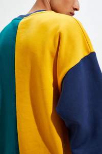 ขนแกะที่กำหนดเองสิ่งทอลายทแยงแพทช์สีล็อคลูกเรือคอขนาดใหญ่เสื้อกันหนาว - Product Image 5