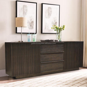 Solid <b>Wooden</b> Sideboard Dark <b>Colour</b> with 2 Doors and 3 Drawers - Product Image 1