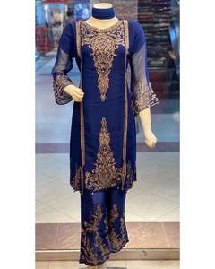 Diseñador Readymade Ladies Summer Shalwar Kameez para fiestas Organza bordada y trajes de red en estilo pakistaní" - Product Image 5