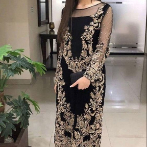 STUNNING & -UNIQUE -HEAVY-LONG -KURTA WITH <b>PANT</b> FOR Party-wear-dress with applique work for Party/ Wedding =2021. - Product Image 1