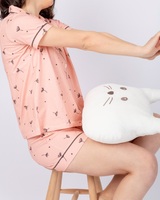 Kedatangan Baru Set Piyama Wanita Musim Semi Musim Panas, Kaos Jersey Bernapas Nyaman Lengan Pendek dan Celana Pendek