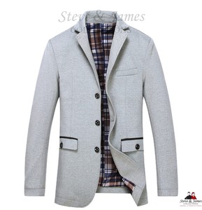 Manteau homme Steve & James de qualité supérieure, en laine respirante, col cranté, coupe ajustée, simple boutonnage, fabriqué à la main en Thaïlande - Product Image 2
