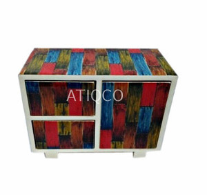 Armoire à tiroirs portable en bois, étanche, moderne, avec peinture d'un cheval, boîte de rangement décorative, petit organisateur - Product Image 3