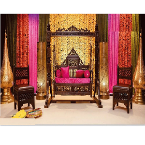 Mehndi เวทีแต่งงานแบบดั้งเดิม,ไม้สักสักสำหรับชิงช้าเจ้าสาวโบราณสีดำสำหรับเวทีงานแต่งงาน - Product Image 1
