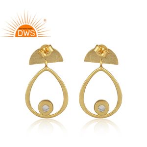 Pendientes de Piedras Preciosas de Arcoíris al por Mayor, Pendientes Colgantes de Plata de Diseño Chapados en Oro Amarillo, Joyería de Colección Clásica - Product Image 3