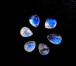 Good Quality 6 Pieces Natural <b>Rainbow</b> Moonstone Loose Gemstone Smooth Pear Shape Cabochons Wholesale - Product Image 4