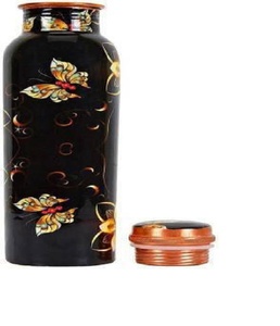 Botella de agua con diseño impreso, 100% de cobre puro negro, 1000 ml, con beneficios para la salud, precio al por mayor - Product Image 1