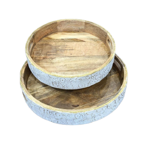 Plateau de service à Dessert alimentaire en bois et métal avec travail islamique pour la maison hôtel et vaisselle plateau de service alimentaire - Product Image 1