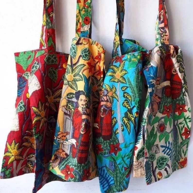 Cotton Hand Bag Printed Shoulder Bag Floral Print Tote Bag