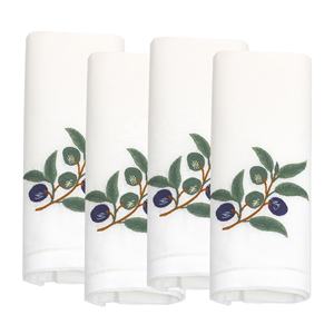 Serviette 100% coton de haute qualité brodée branche d'olivier avec feuilles Fruits serviette à dîner jetable pour la maison hôtel Restaurant - Product Image 1