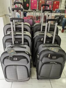 2021 Top Sale Newest Quality Soft Candy Pattern Frame Shape Satin Lining Unisex 3pcs Cotton Fabric Travel <b>Suit</b> <b>Case</b> <b>Set</b> - Product Image 3